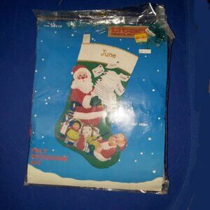 Vintage Kit: Titan Needlecraft No. 95119 Felt 15” Stocking Santa Christmas NIB
